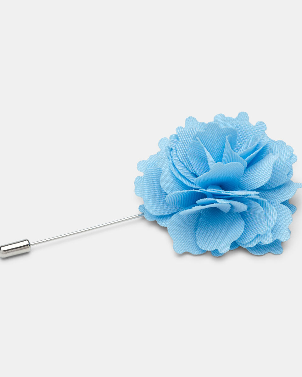 Curved Petal Flower Lapel Pin, Sky Blue, hi-res